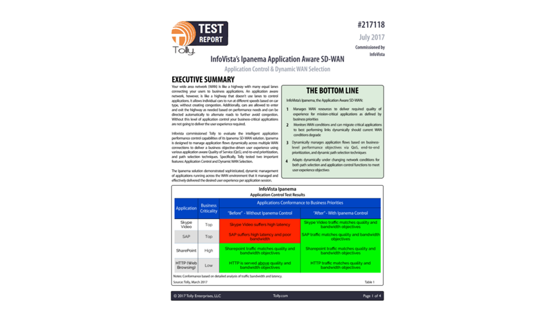 Tolly Test Report-InfoVista SD-WAN Test Using IxChariot
